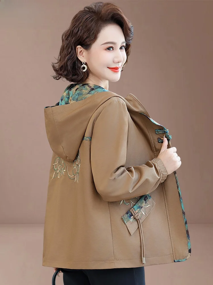 

Новая китайская женская демисезонная повседневная куртка-ветровка средней длины больших размеров