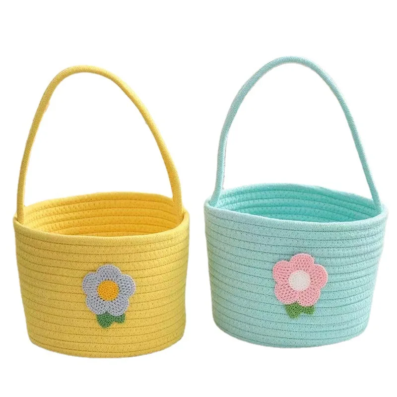 Cartoon Rattan Storage Picnic Fruit Hanging Woven Basket