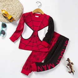 Pigiama a maniche lunghe in cotone per neonato Set Kid Girls Spider Man Pullover Top e pantaloni Bottom 2 pezzi Suit bambini Home Wear Clothes