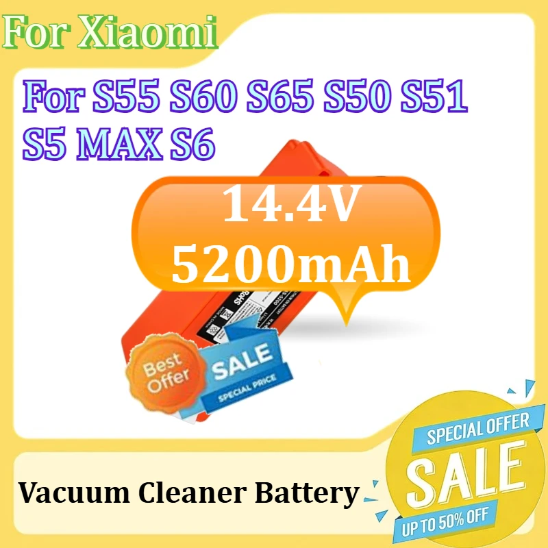 

For Xiaomi Roborock Robotic Vacuum Cleaner S55 S60 S65 S50 S51 S5 MAX S6 Parts 14.4V 5200mAh