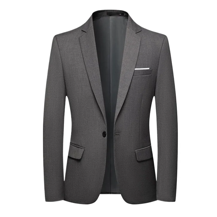 Herren Slim Fit Einfarbig Business Anzug Koreanischen Stil Einreiher Frühling Herbst Mode High-End-Polyester Trend Mantel – Detail 2