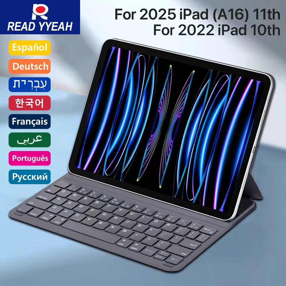 

Чехол с волшебной Bluetooth-клавиатурой 2025 для iPad 11t, чехол 10-го поколения для iPad a16, чехол 11 дюймов, A3354 A3355 A3356 A2696 Smart Magnetic Book Cover