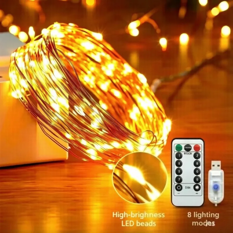USB LED String Lights 8 Modes with Remote Control Fairy Lights for Christmas Tree Wedding Party Home Decoration
