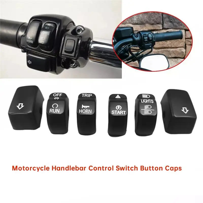 A54K-6Pcs/Set Motorcycle Handlebar Control Switch Cover Button Caps For Softail Sportster 883 1200 Dyna CVO Softail