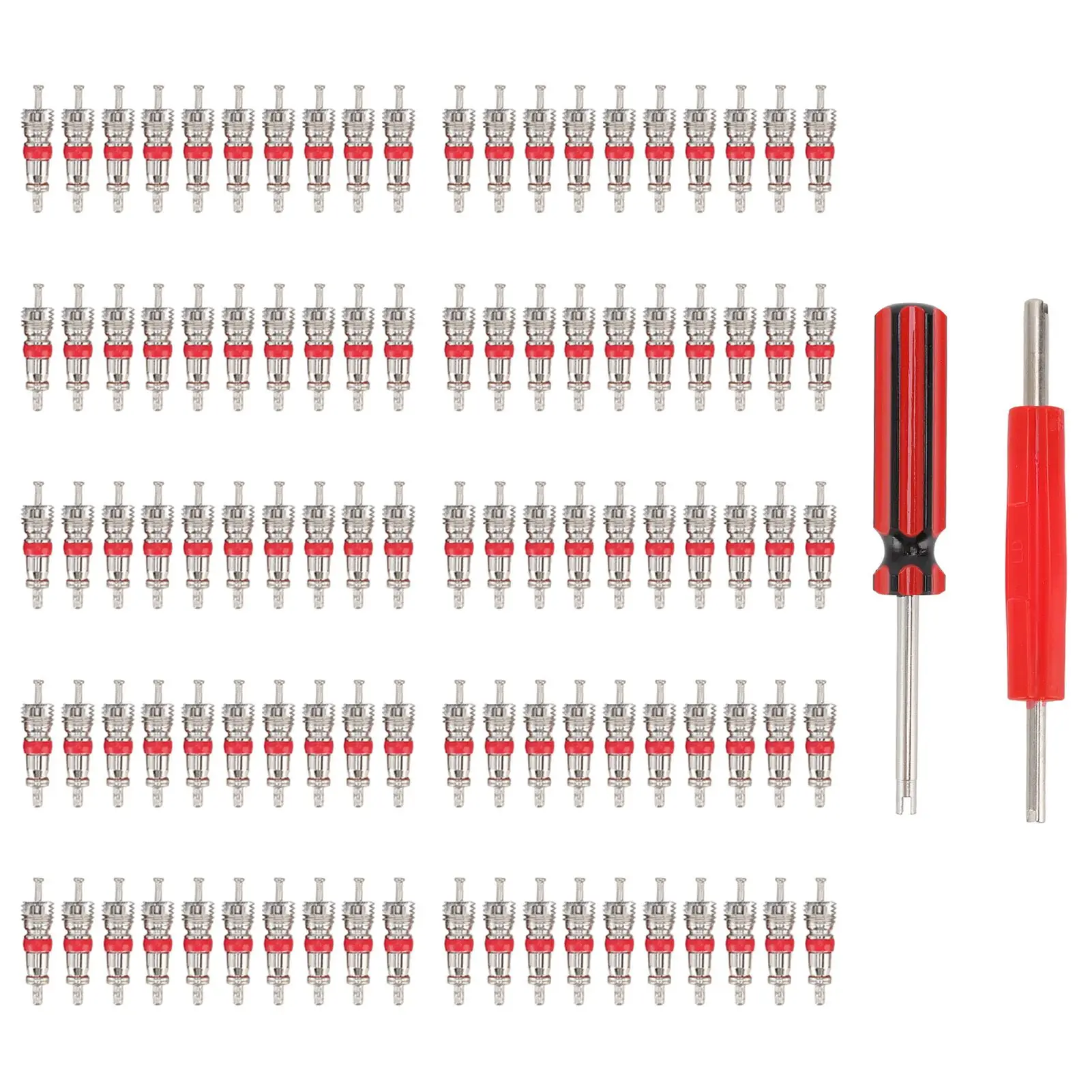 Valve Core Tool Set with 100pcs Valve Stem Cores 2pcs Tire Valve Repair Tool for Car Truck SUV Bike ATV