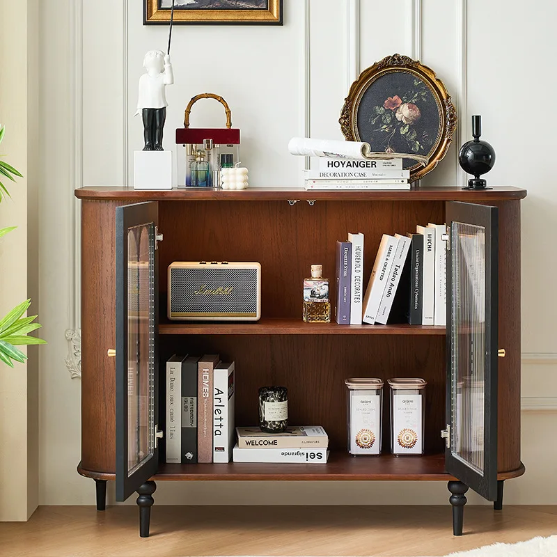 Solid wood dining side cabinet retro living room low side cabinet storage bucket cabinet dining room sideboard solid wood cabine