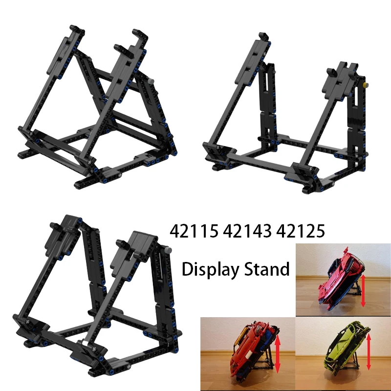 MOC Technical Adjustable Side Vertical Display Stand for 42115 42143 42125 Set FKP37 SP3 488 GTE Bracket Building Block Toy Gift