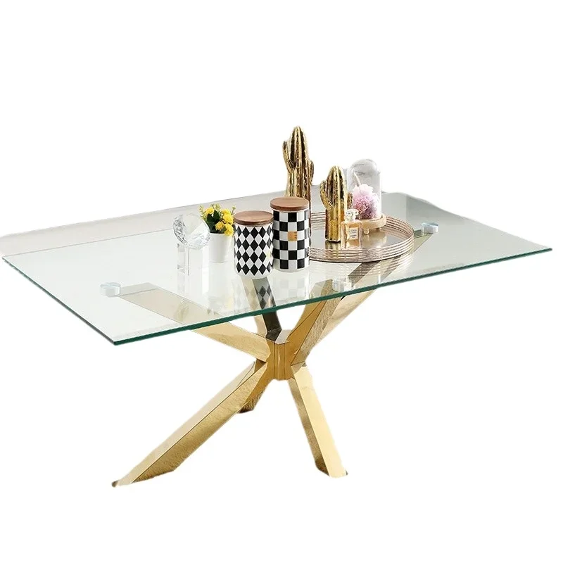 

Long table Nordic Italian glass, light luxury minimalist unique design home dining table dining table, high sense