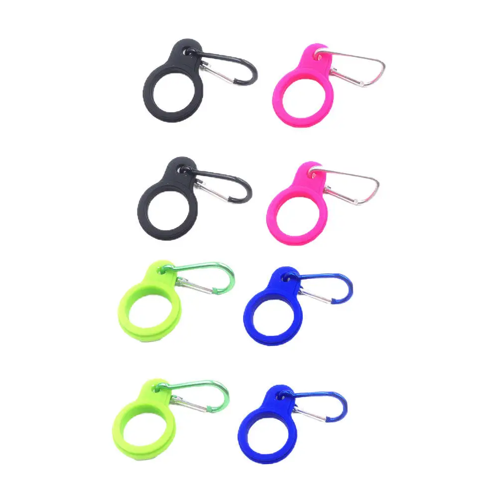 8Pcs Silicone Water Bottle Hanging Buckles Elastic Bottle Clips Strong Kettle Holder Carabiners for Backpack Waist Belt Camping