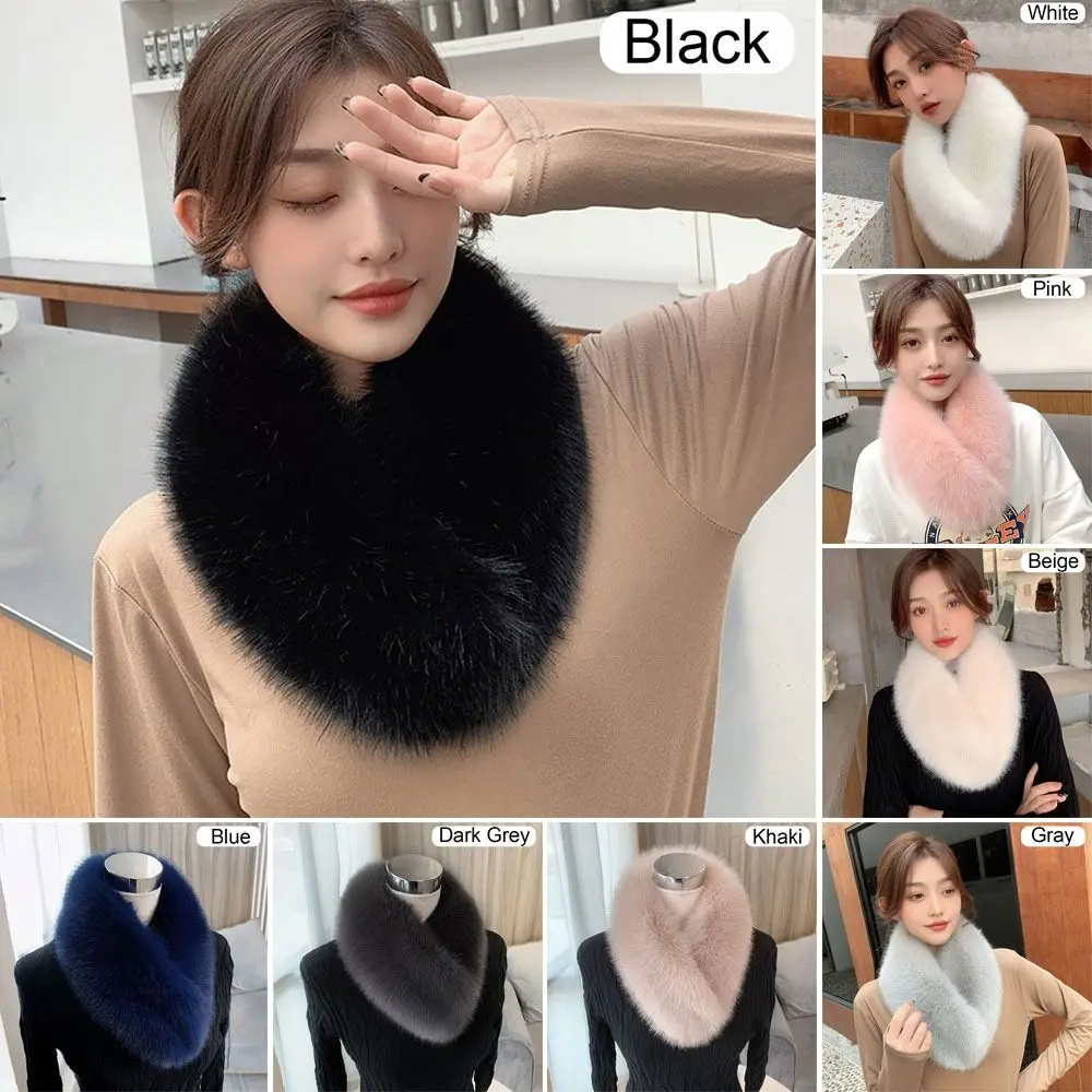 Women Hair Collar Warm Imitation Fur Scarf Female Fur Scarf Solid Color Shawl Artificial Wool Bib