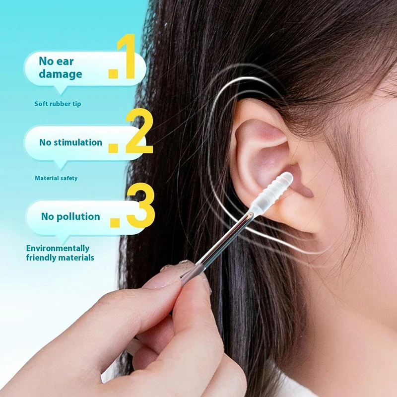 

Double Head Sticky Ear Pick Swab Reusable Ear Cleaner Soft Silicone Earwax Removal Tool Wax Remover For Adults Kids Seniors