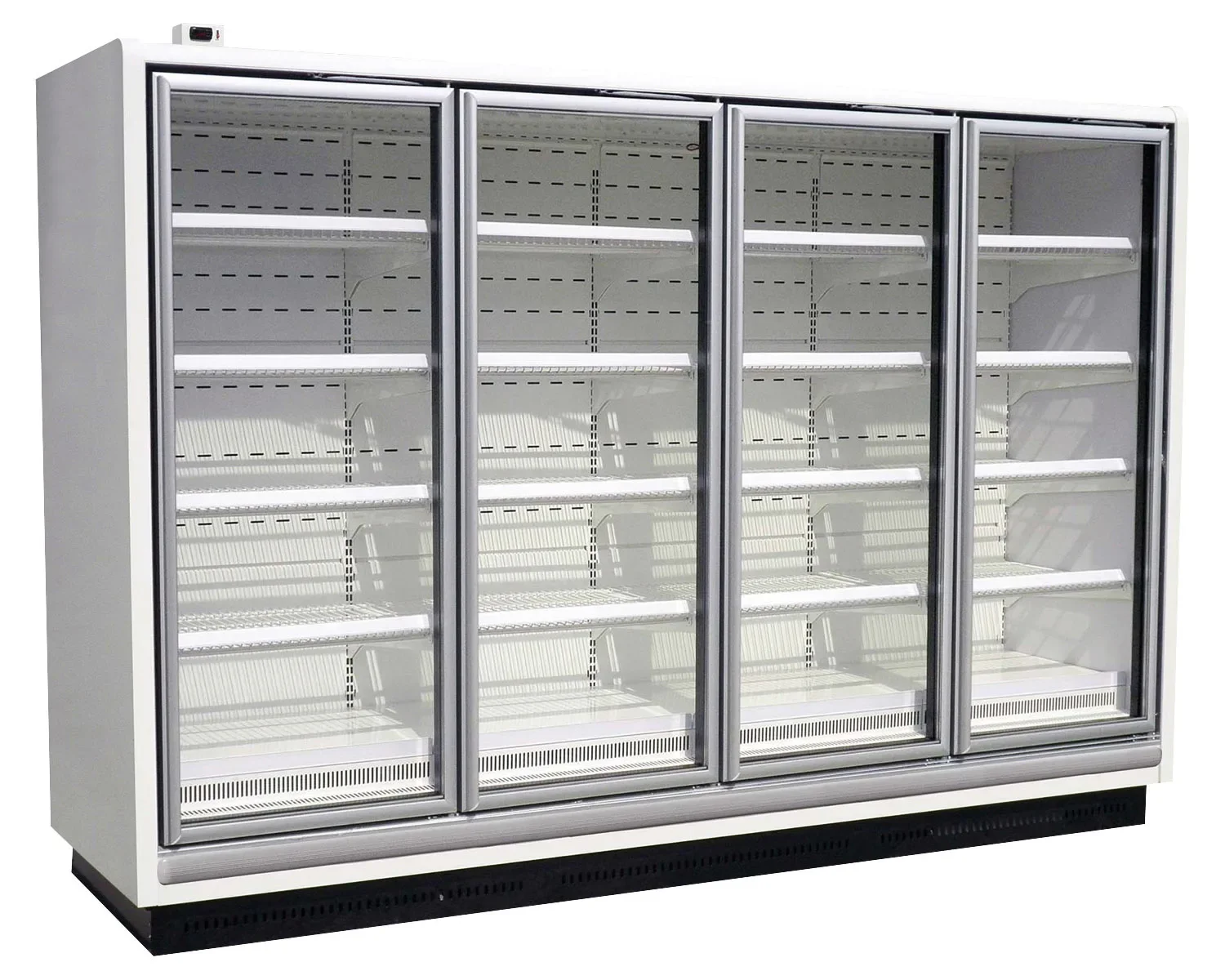 Commercial Upright 4-Door Freezer with LED Lighting Supermarket Glass Door Display Frozen Food Cooler