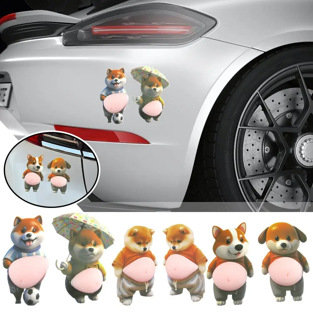 3D Cartoon Hund Auto-Aufkleber Hund Cartoon Sticker Weicher Silikon Anti-Kollisions-Stoßstangenaufkleber