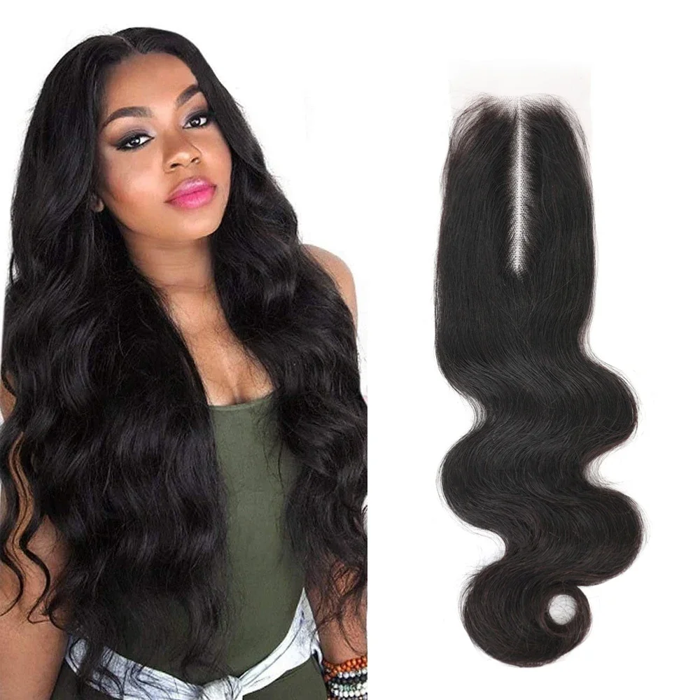 Body Wave 2x6 Vetersluiting Echt haar Transparante vetersluiting Alleen Body Wave Vietnam Raw Hair Extensions voor vrouwen Pre geplukt