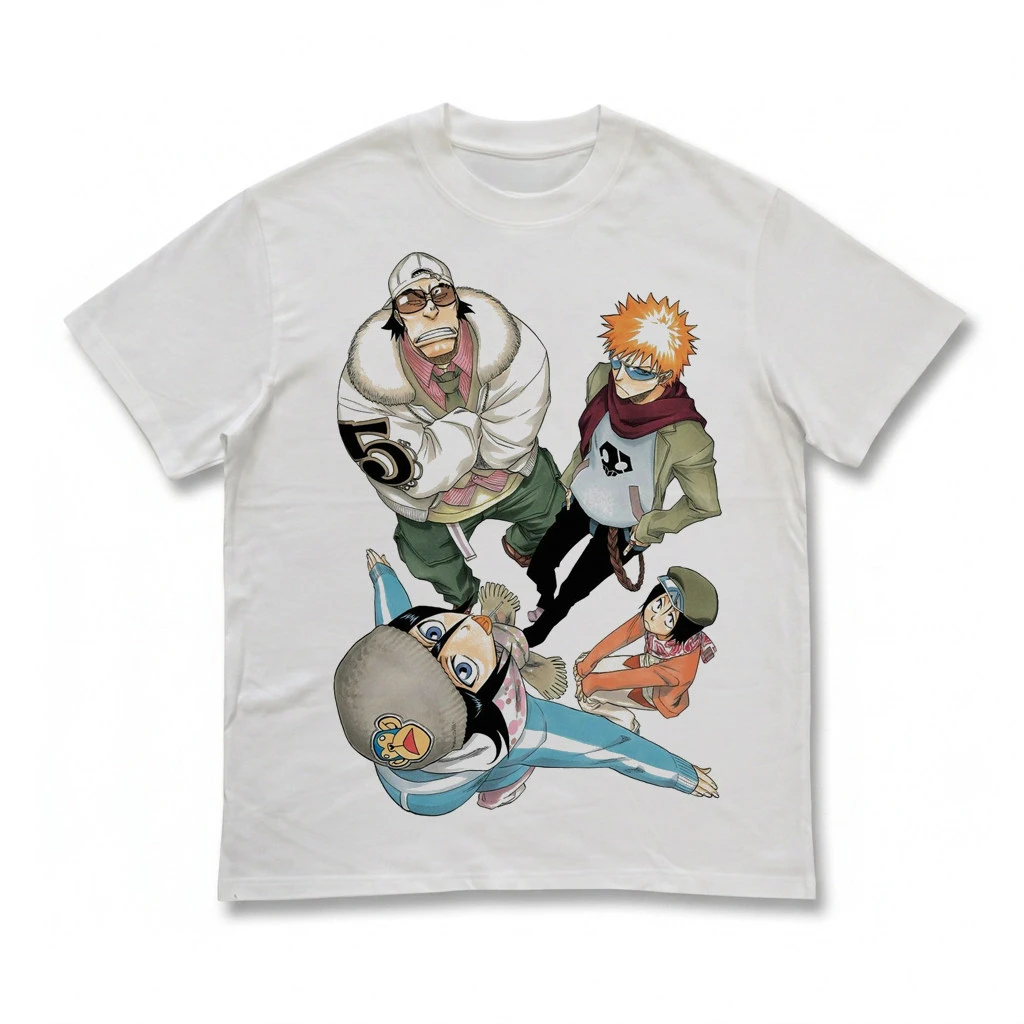 Retro Anime Bleach Ichigo Kurosaki Graphic Cotton T-shirt Unisex Short Sleeve Fashion Brand Tee Luxury Casual Vintage Tees
