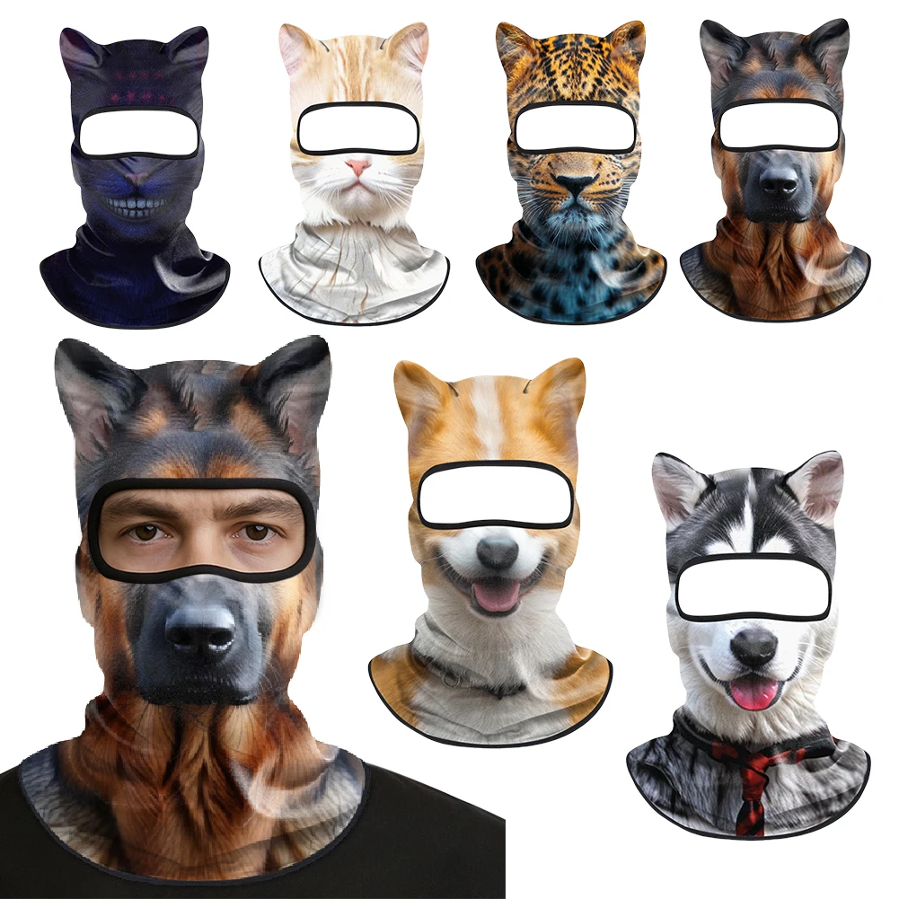 

3D Animal Balaclava Cute Animal Print Balaclava Quick-Dry Ski Snowboard Mask Soft Full Face Hood Mask for Music Festivals Raves