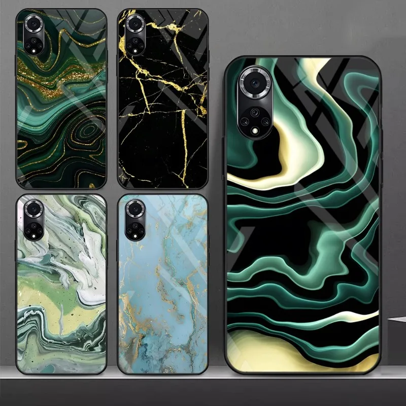 Jade Stone Marble Phone Case For Samsung A 52 70 71 72 81 91 E S 4G 5G 33 20 S 12 10 21 22 13 30 31 32 40 42 50 51 Glass Cover