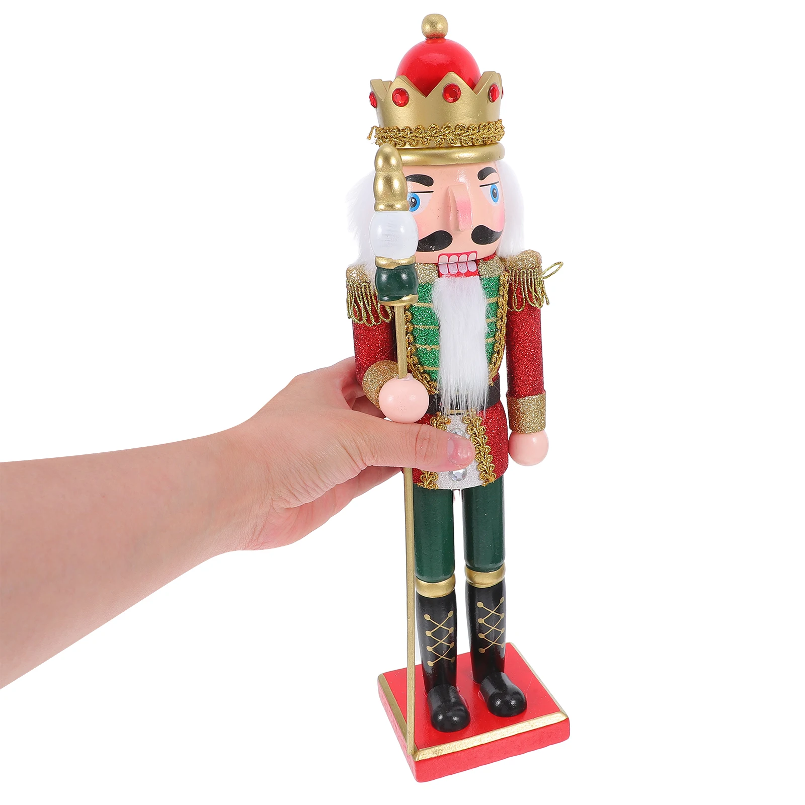 

38cm Pink Wooden Nutcracker Christmas Ornament Holiday Decorations for Mantelpieces Kitchen Tables Christmas Atmosphere
