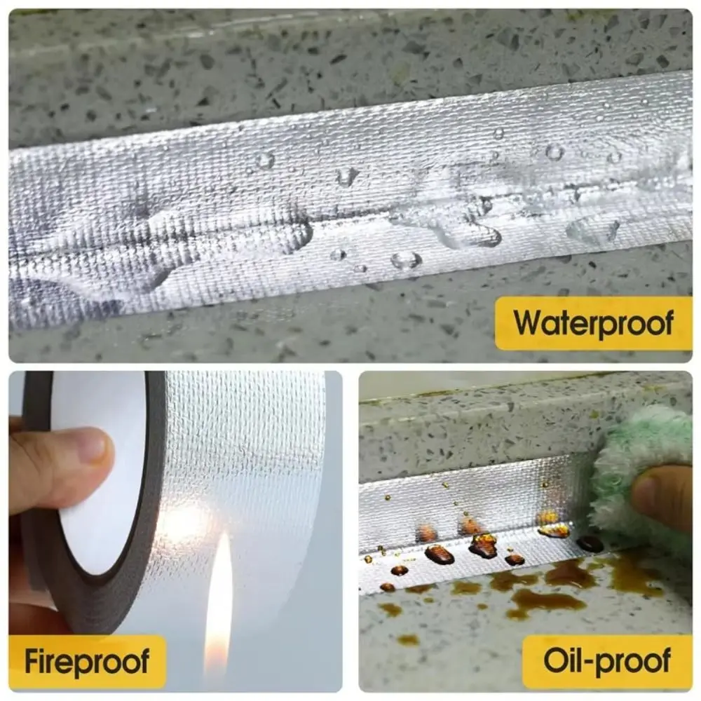 New 5/10/20M Fiberglass Aluminum Foil Tape Self-Adhesive Silver Fireproof Tape High Temperature Duct Tape