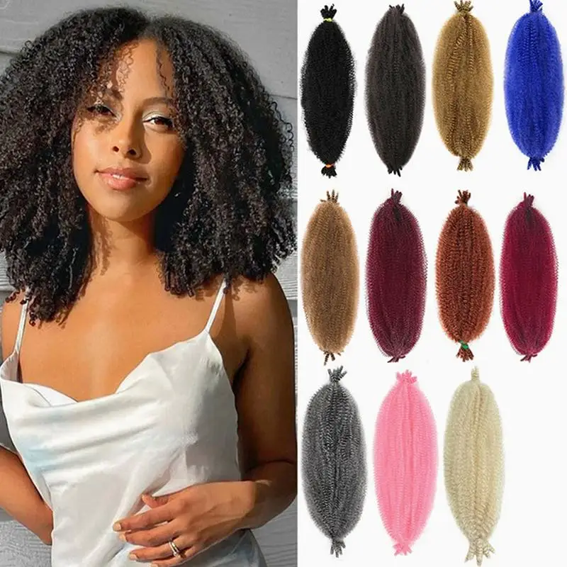Synthetic Locs Crochet Springy Afro Twist Hair 16Inch Synthetic Pre-Separated Afro Kinky Twist Crochet Hair Extension For Women
