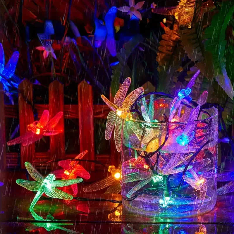 LEDソーラーストリングライト妖精トンボランプ、庭/庭/芝生/屋外パーティー/フェスティバルの装飾用の防水風景ライト