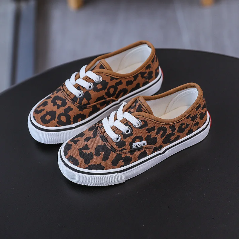 Zapatos de lona para niños y niñas, zapatillas de leopardo, mocasines para niños y niñas