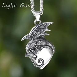 Good Detail Fashion 2024 New Stainless Steel 3D Dragon Necklace For Man Punk Rock Choker Boyfriend&Party Gift Animal Jewelry