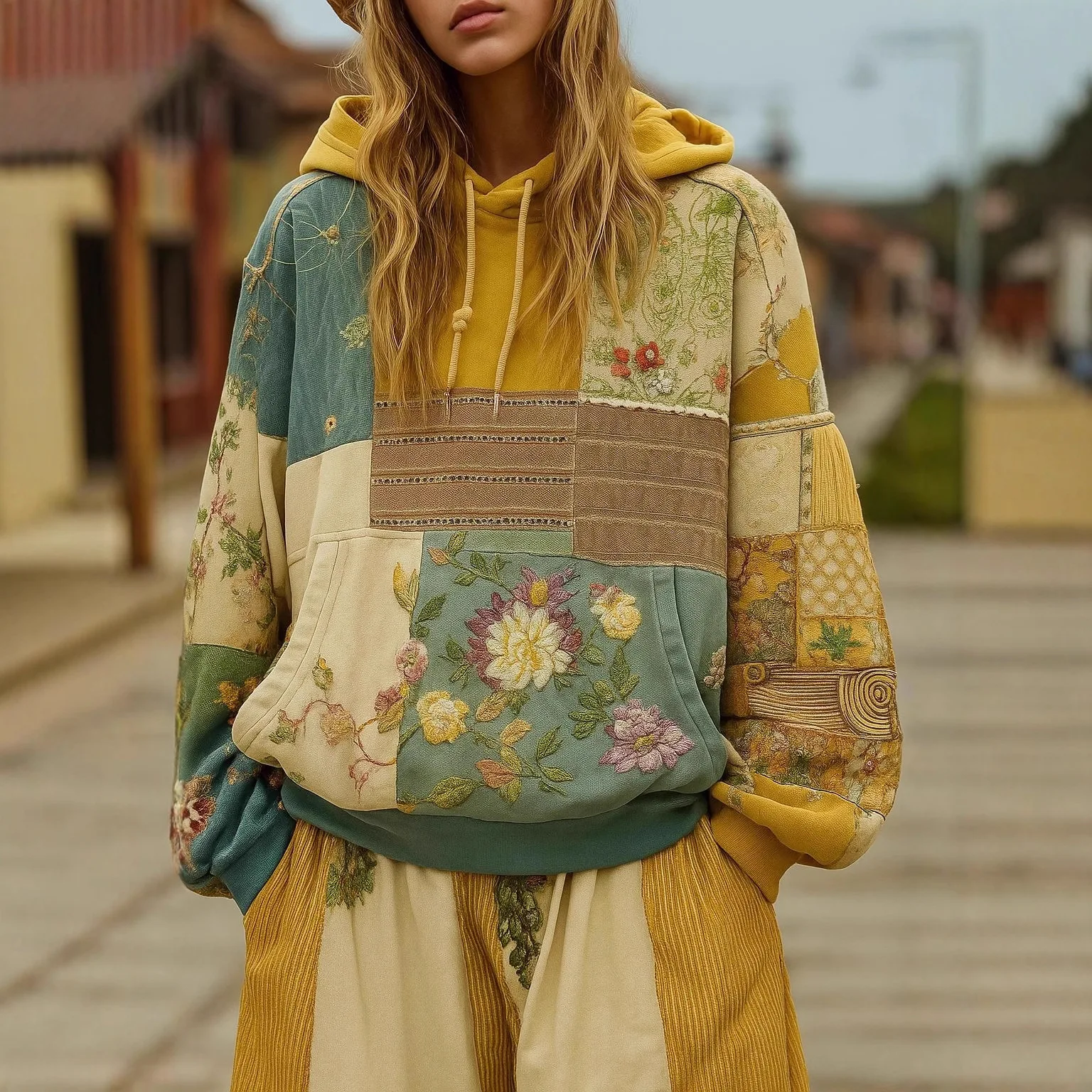 Ensembles Pulls Oversized Hoodie Fashion Printed Hooded Color Block Sweatshirt Women's Long Sleeve Winter Pullover Ropa De Mujer