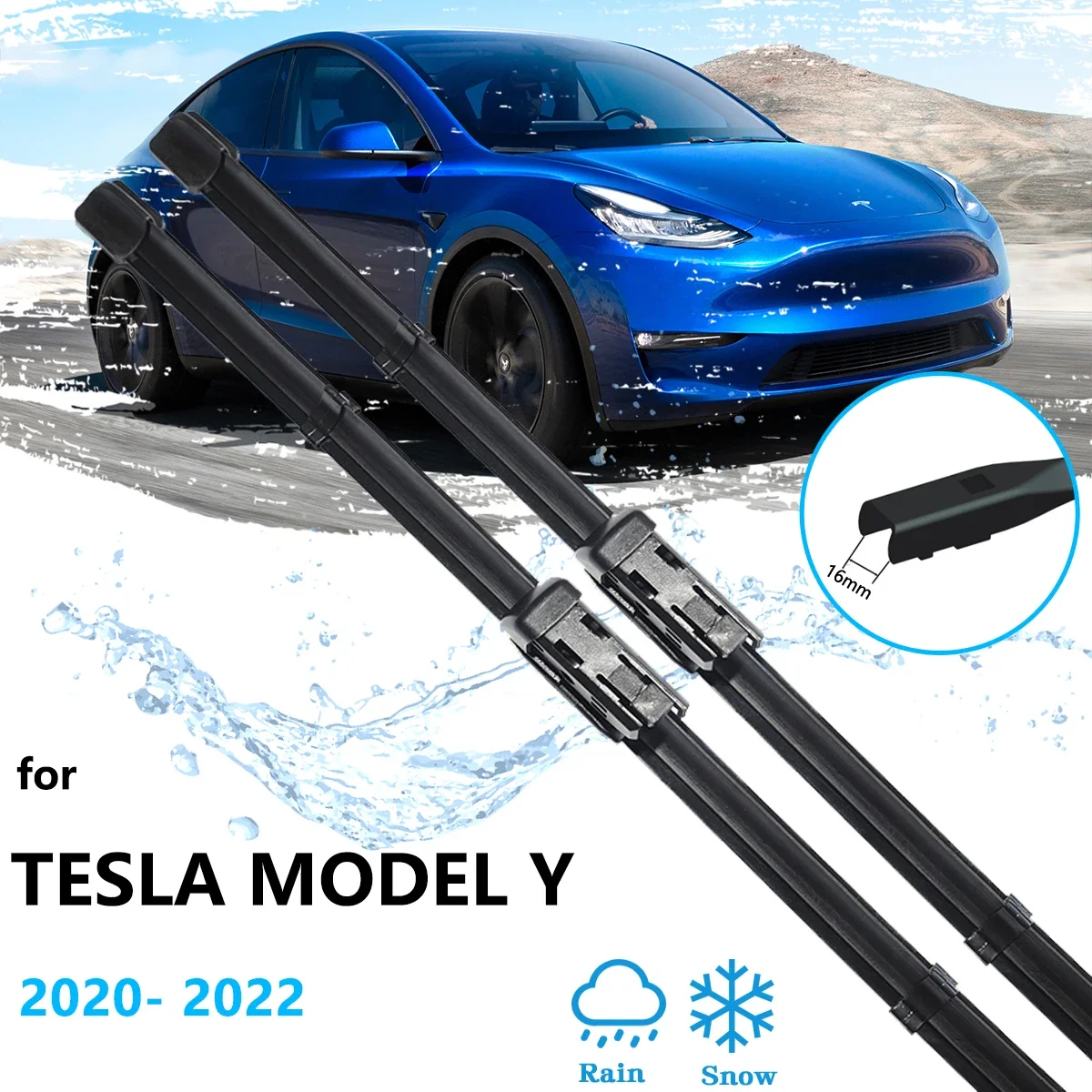 For Tesla Model Y 2020 2021 2022 Wiper Blades Brushes Car Accessories Windshield Cleaning Universal Boneless Frameless Rubber