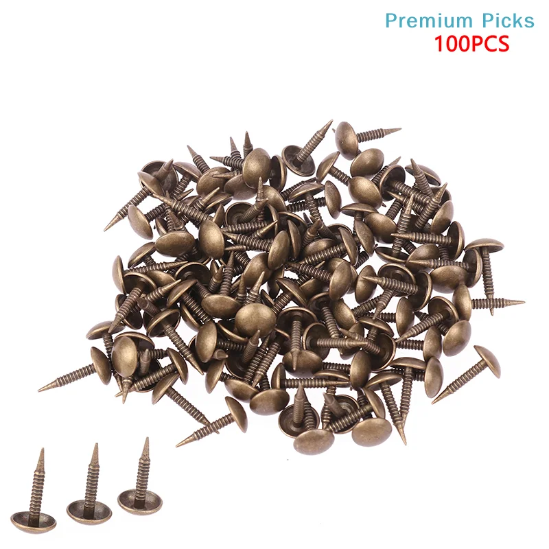 100Pcs Antique Bronze Upholstery Nails Jewelry Wood Box Sofa Tack Stud Pushpin Doornail Furniture Home Decor 8mm*15mm Hardware