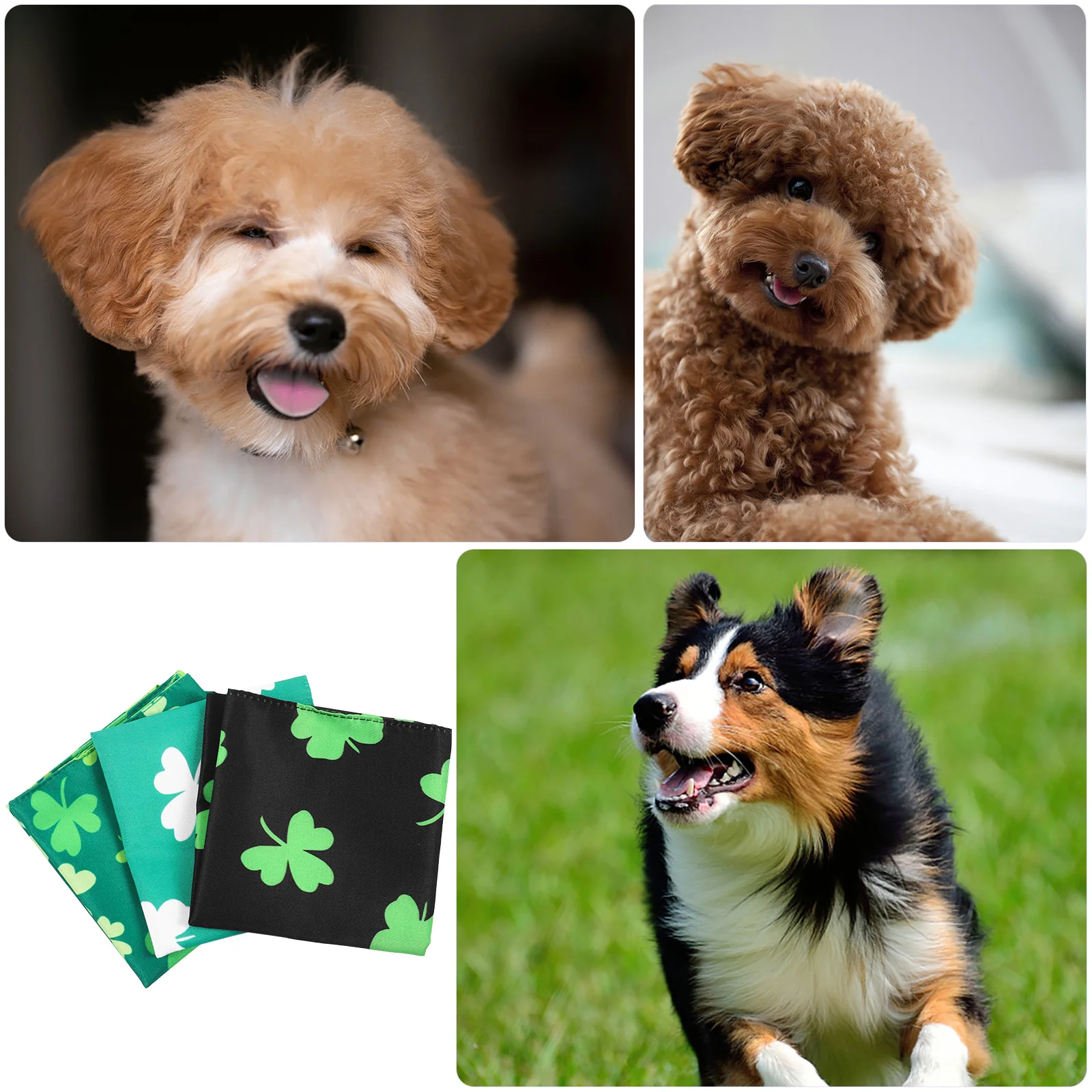 3 Pcs Dog Scarf Pet Collar Decor Double Layer Bib Bandanas Festive Green Triangular Neck Towel