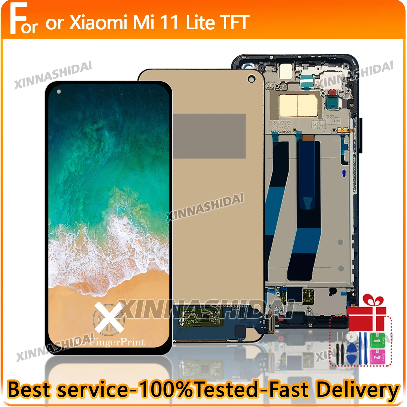 TFT Screen for Xiaomi Mi 11 Lite Lcd Display Digital Touch Screen with Frame Assembly M2101K9G M2101K9C Replacement Part
