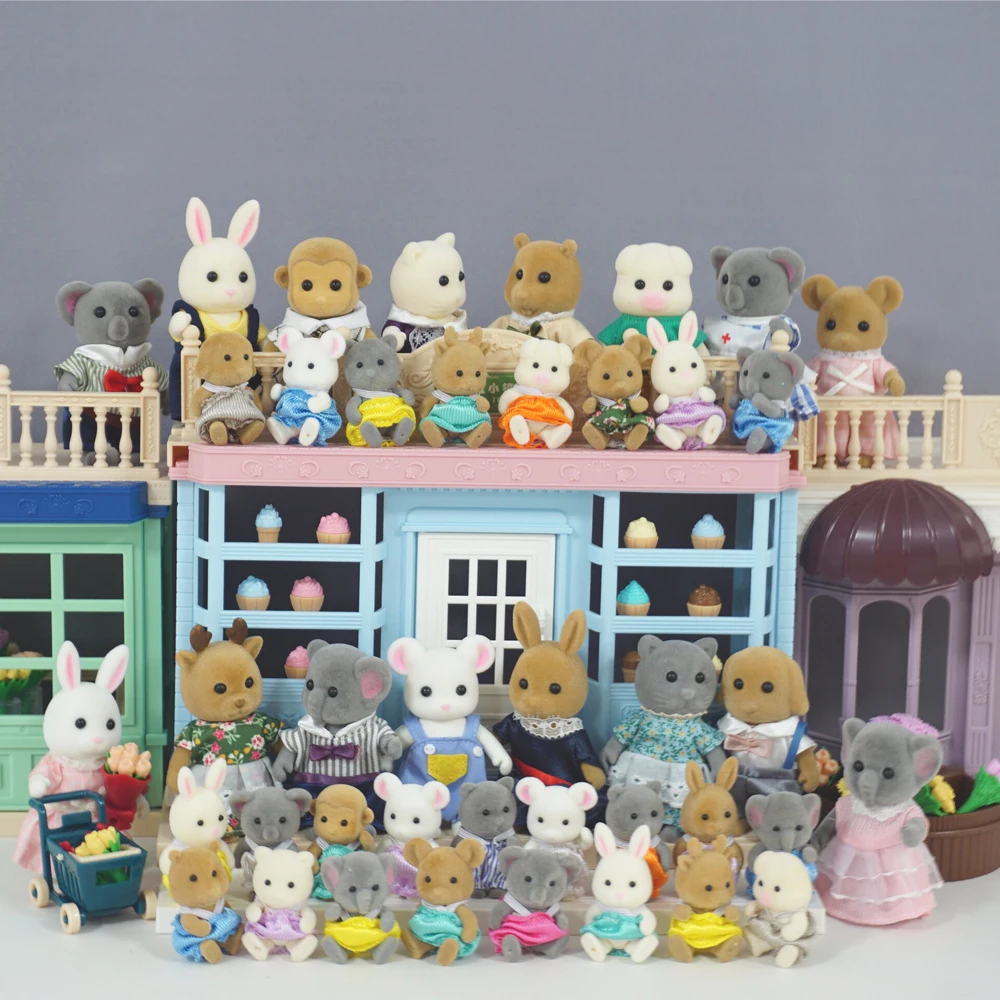 Banyo yıkama sincaplar mobilya Calico Critters 1/12 minyatür oyun evi Dollhouse oyuncak orman aile çocuklar doğum günü hediyeleri