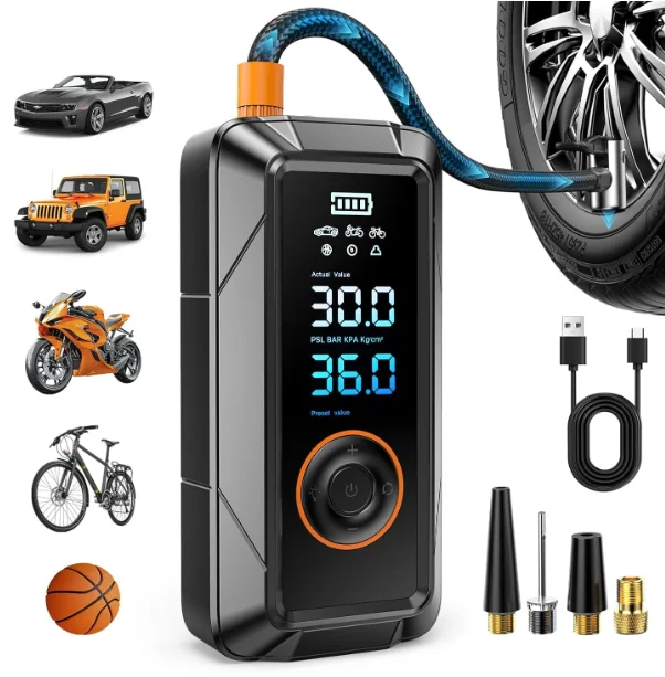 

Portable 150PSI Car Tire Inflator Electric Air Pump with LED Light for Car Bike and Motorcycle