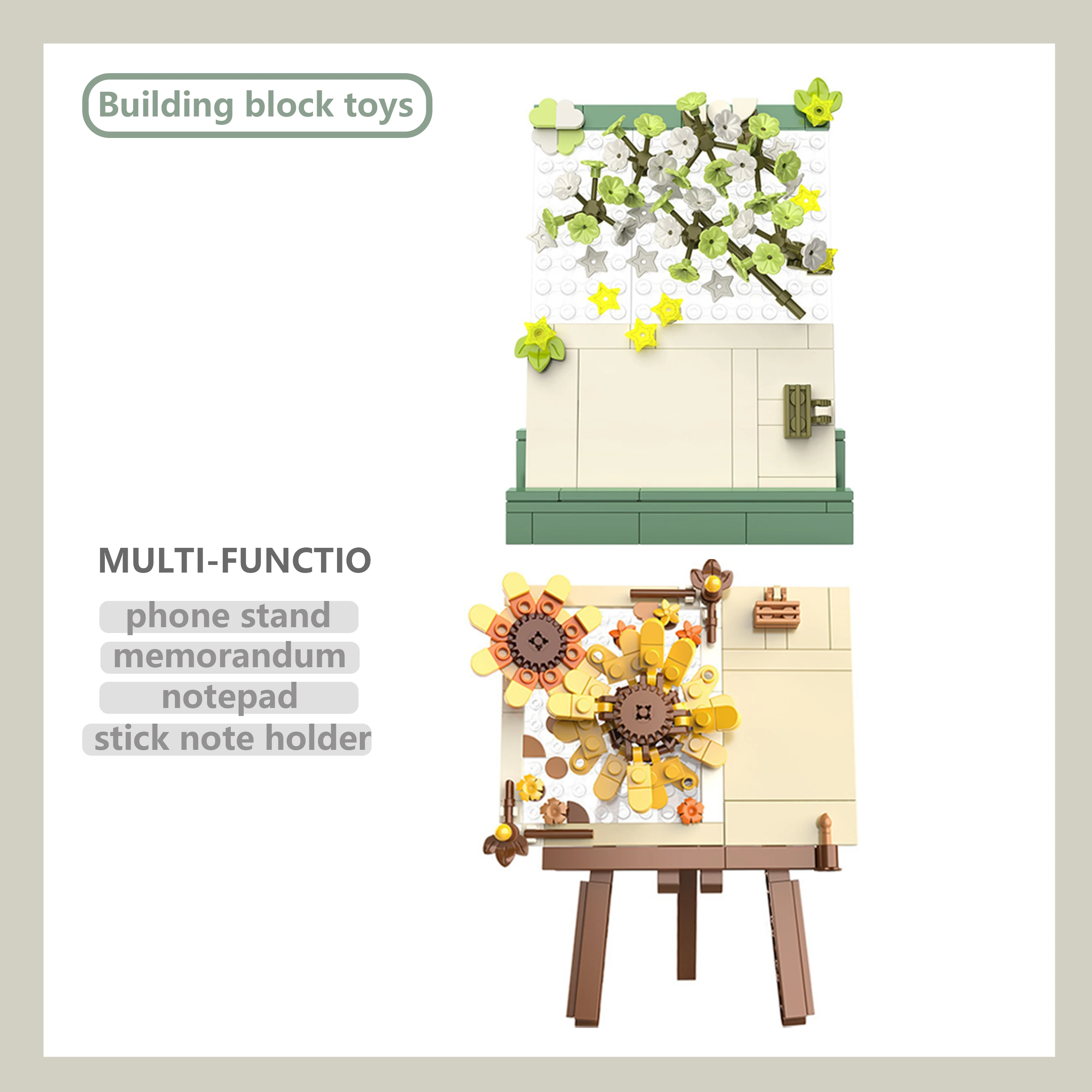 

Small Particles Flower Message Postcard Building Blocks Memo Clip Toy Gift for Couples Best Friends