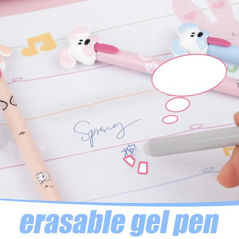 Cute Dog Pens For Kids Erasable Ergonomic Gel Ink Pens 4X Learning Accessories Cute Writing Tool For Study Work Daily Life