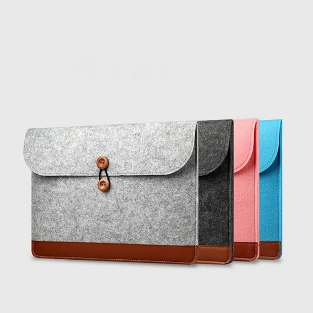 

Wool Felt PU Leather Notebook Cover Water-proof Anti Collision 7/10.8 Inches Tablet Protective Pouch Universal Laptop Bag Sleeve