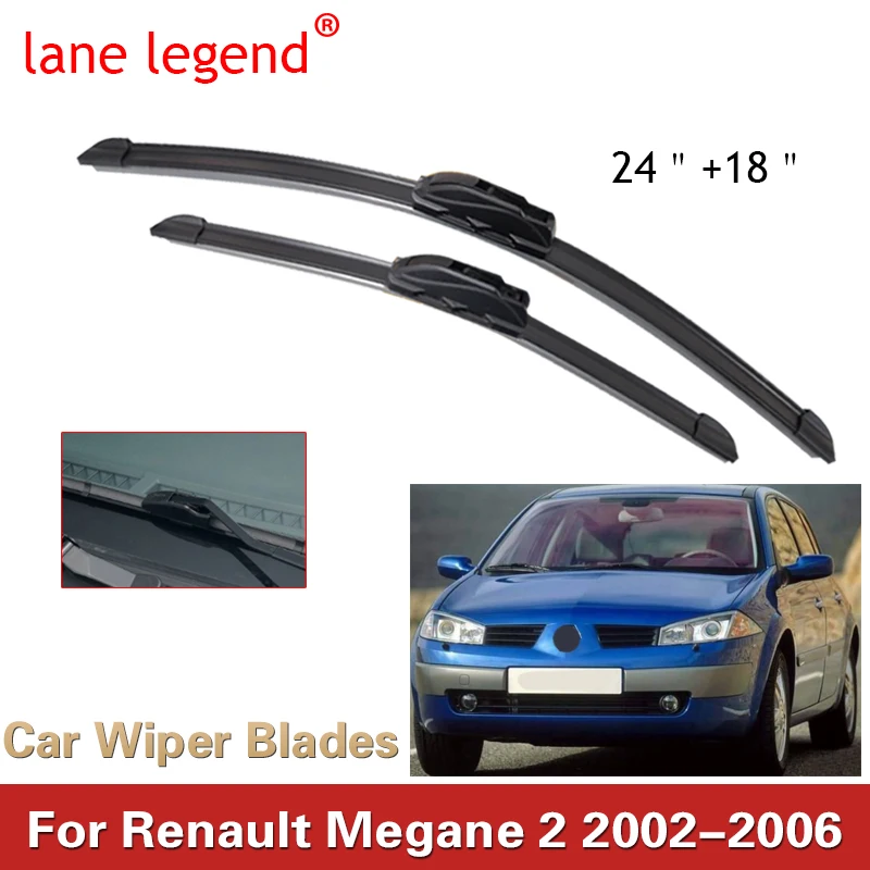 For Renault Megane 2 Front Rear Wiper Blades Brushes Cutter Accessories J U Hook 2002-2006 2002 2003 2004 2005 2006