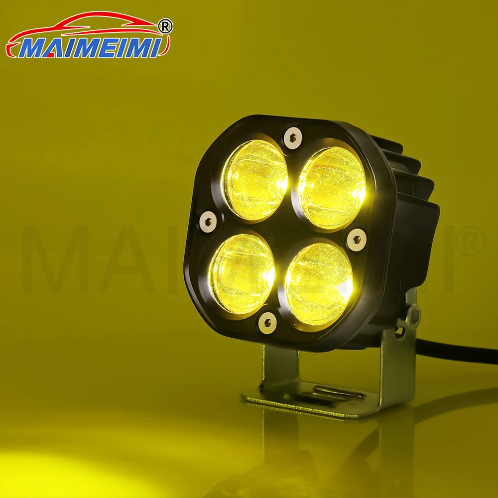 

3 Inch White Amber Motorcycle Driving Lights Led Work Light Bar Square Spotlight For 4x4 Offroad Tractors Truck Car Fog Lamp