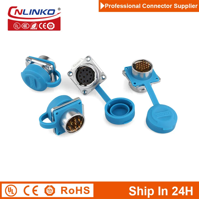 Cnlinko DH24 10pin M24 Industrial Circular Wire Connector Male Female Plug Socket Joint Adapter for Solar New Energy Automation