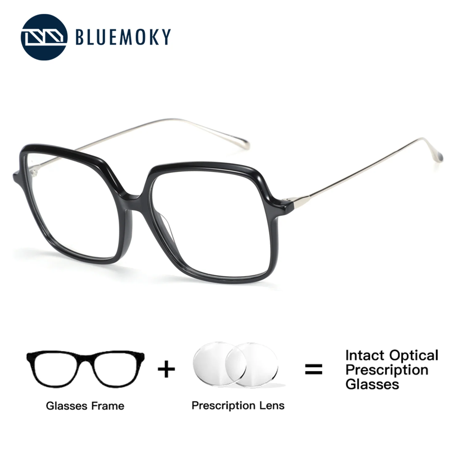 

BLUEMOKY Acetate Square Prescription Glasses,Women Custom Progressive Multifocal Lenses Optical Recipe Blue Light Glasses