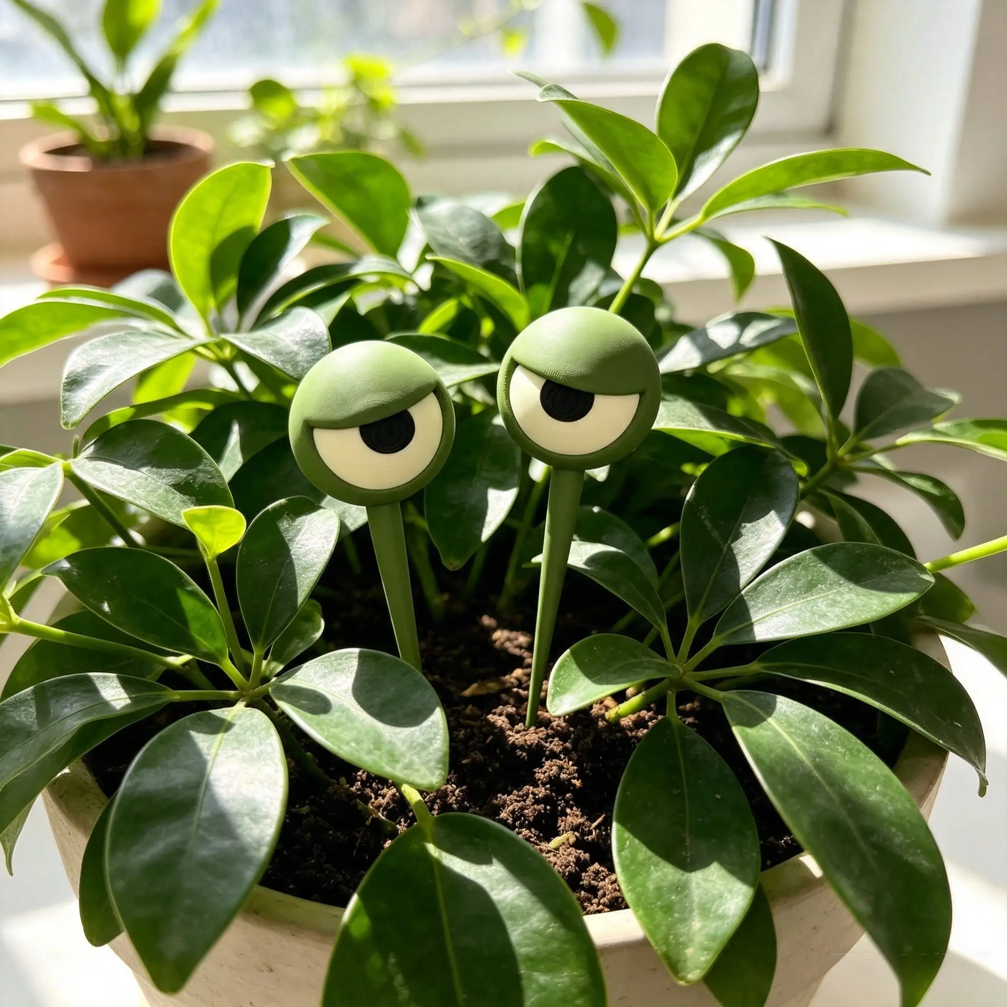 Lustige, grummelige Gesichts-Topfpflanzendekoration, 3D-stereoskopischer Pflanzenspieß, skurriles Blumentopf-Ornament – Detail 5