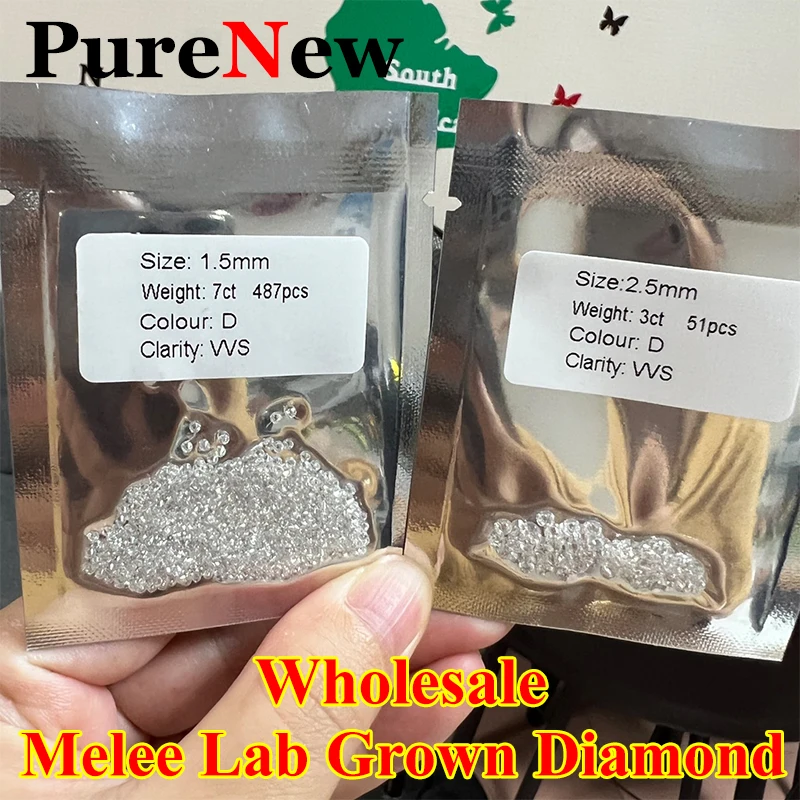 Super White 10/30/50 PCS Wholesale 0.8-3mm Melee Lab Grown Diamond Loose Without IGI Number HPHT DEFG VVS-SI Pass Diamond Test