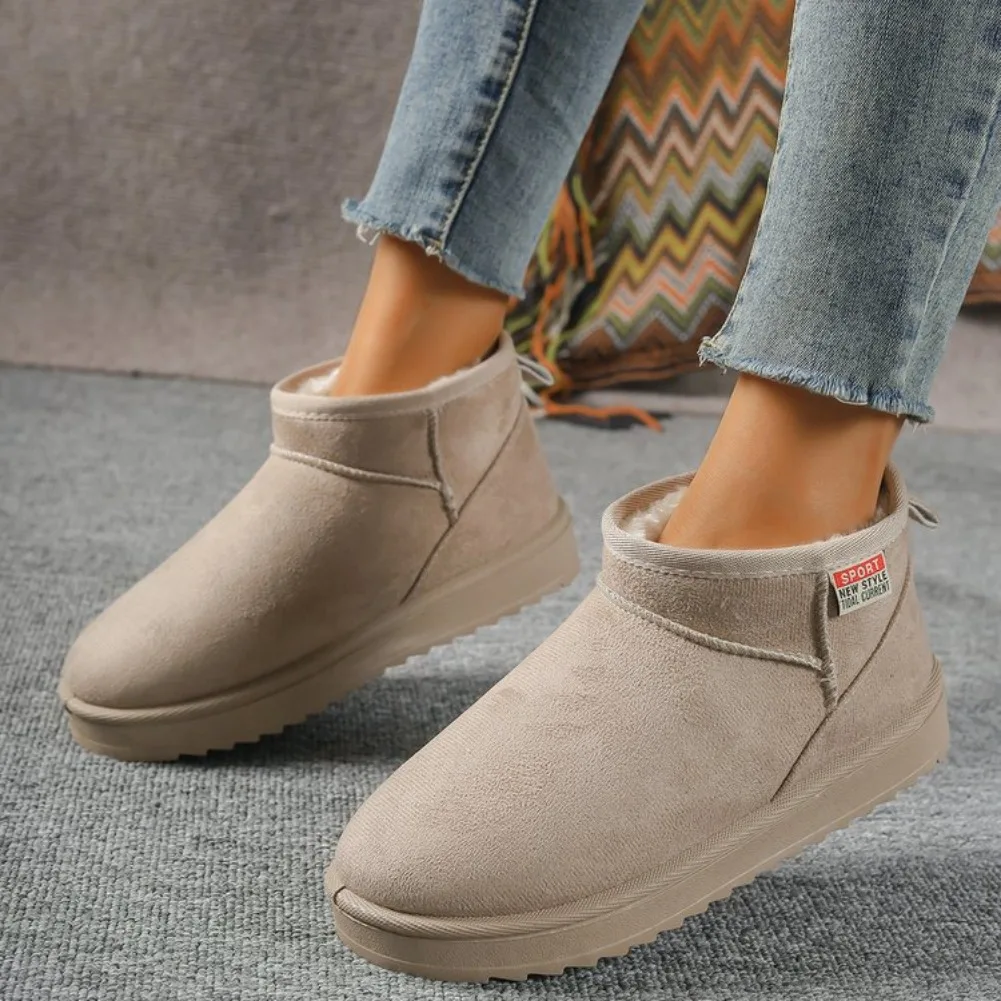 Winter Rundkopf Sexy Bequeme Warme Lässige Wanderstiefel Modische Neue Wildleder Dicksohlige Übergrößen Schneestiefel für Damen – Detail 13