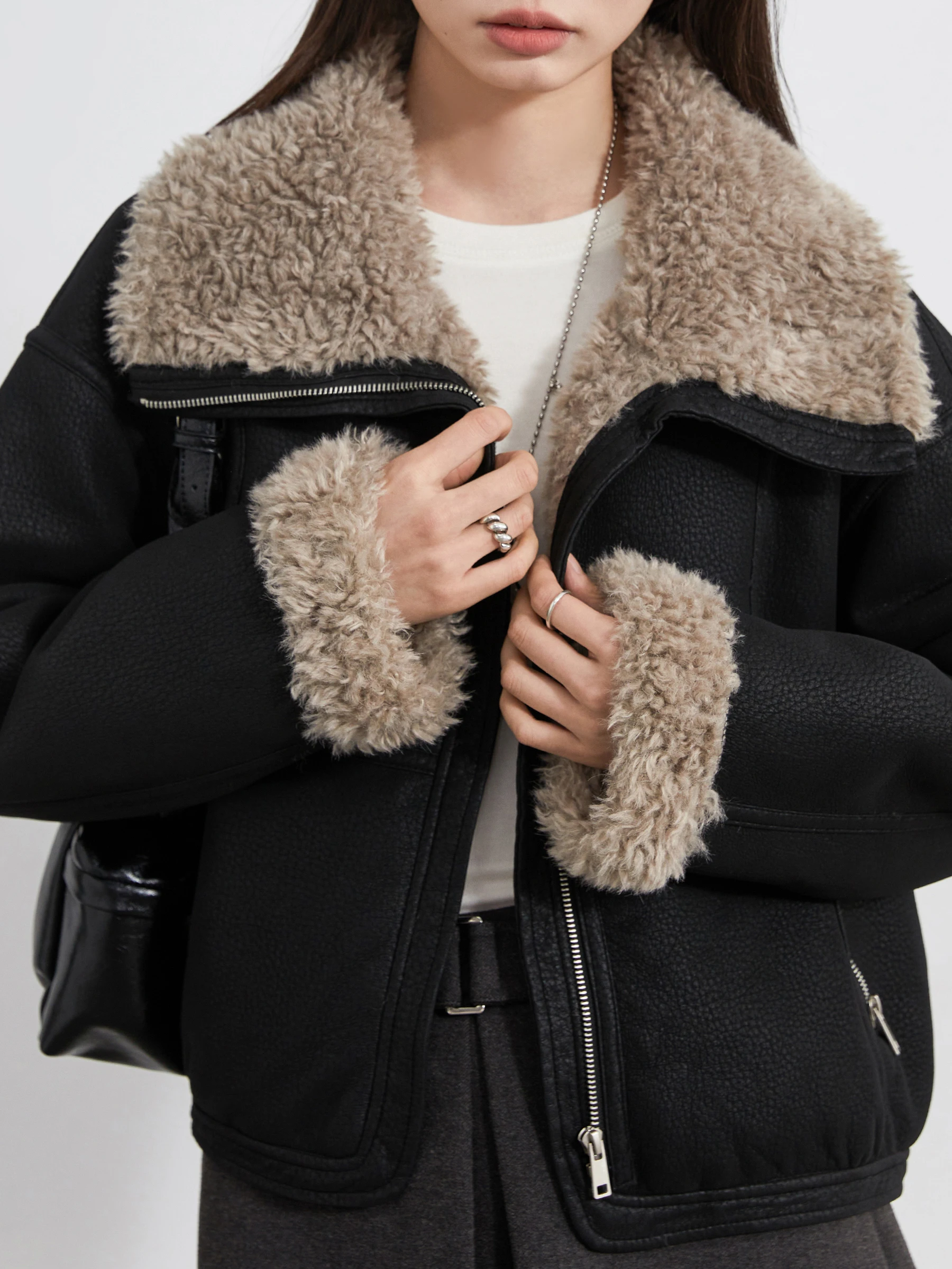 CHIC VEN Moda Donna Giacche in ecopelle Slim Streetwear Giacca in pelle scamosciata femminile Cappotto corto da moto Autunno Inverno 2025