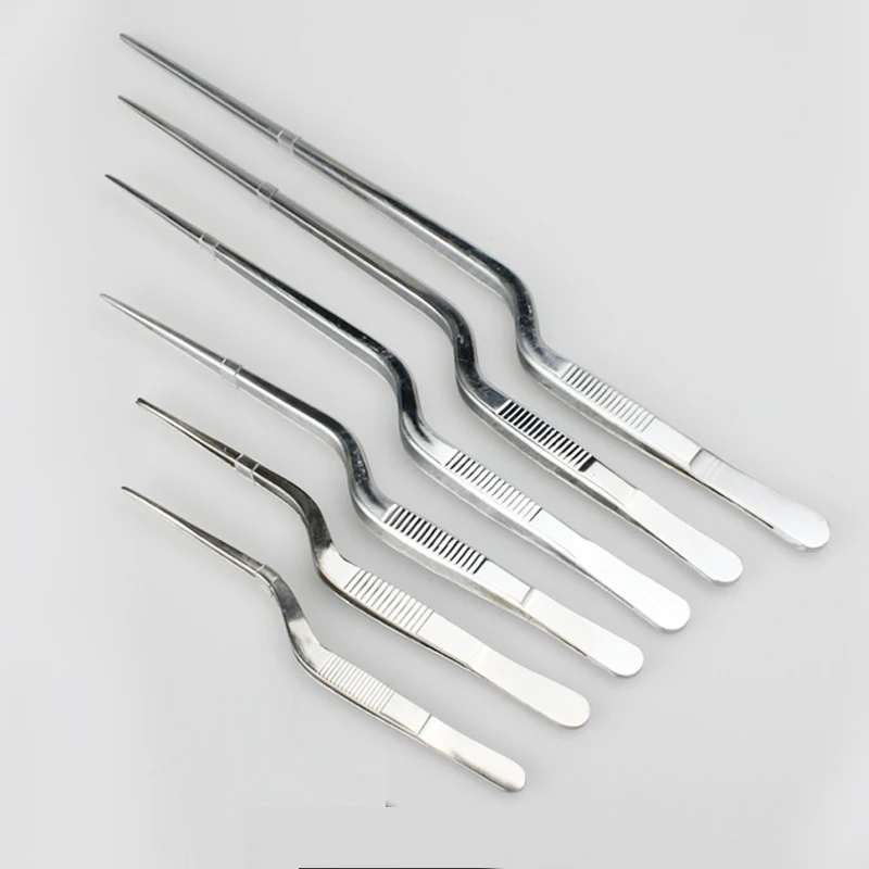 1Pc Multiple types Professional Chef Plating Tweezer Presentation Serving Stainless Steel Tongs Offset Kitchen Seafood Tool