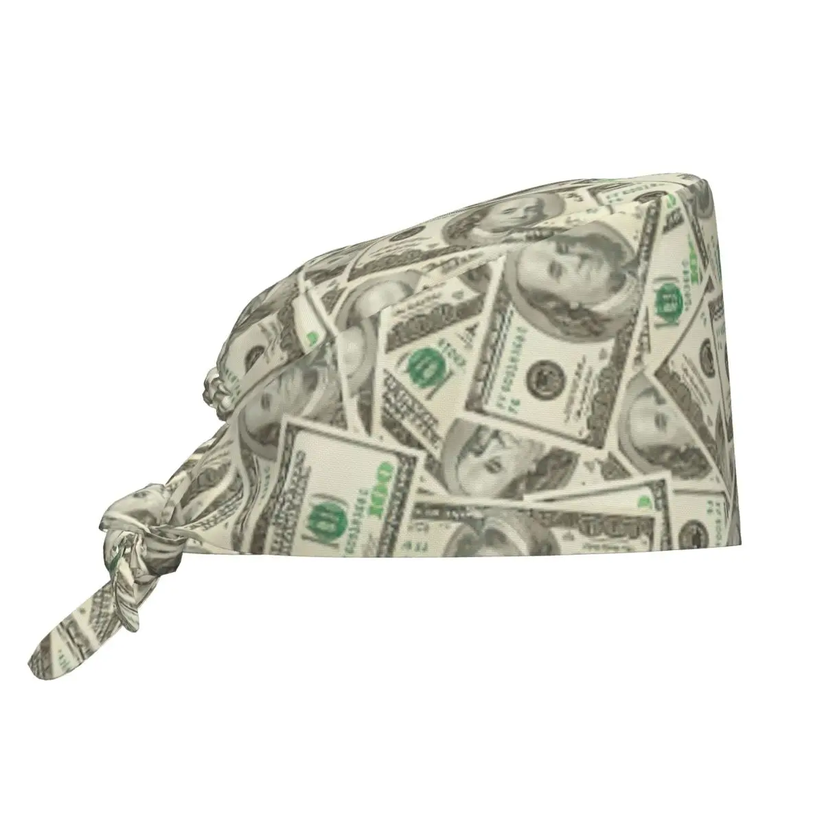 

Custom US Dollar Banknotes Scrubs Cap Surgical Hats Women Men Money Pattern Operating Room Cap Operator Hats Lab Works Hat