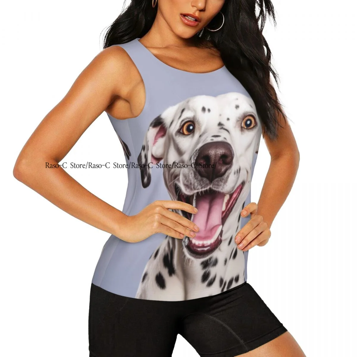 Women's Workout Tank Tops Quick Dry Sleeveless Running Athletic Shirts Dalmatian Dog Gym Yoga Tops