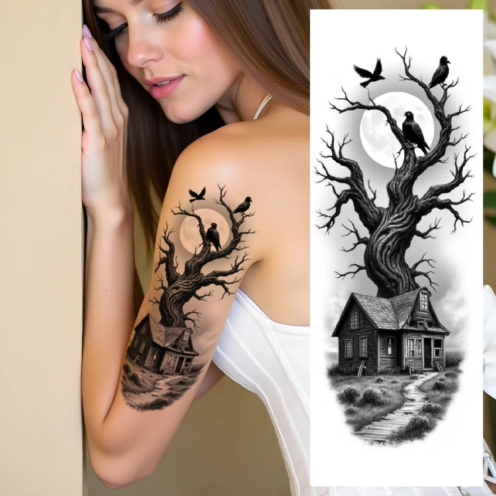 3pcs Temporary Tattoo Black And Grey Realism  Cobweb Decorative Elements Roses For Thighs Arms Women