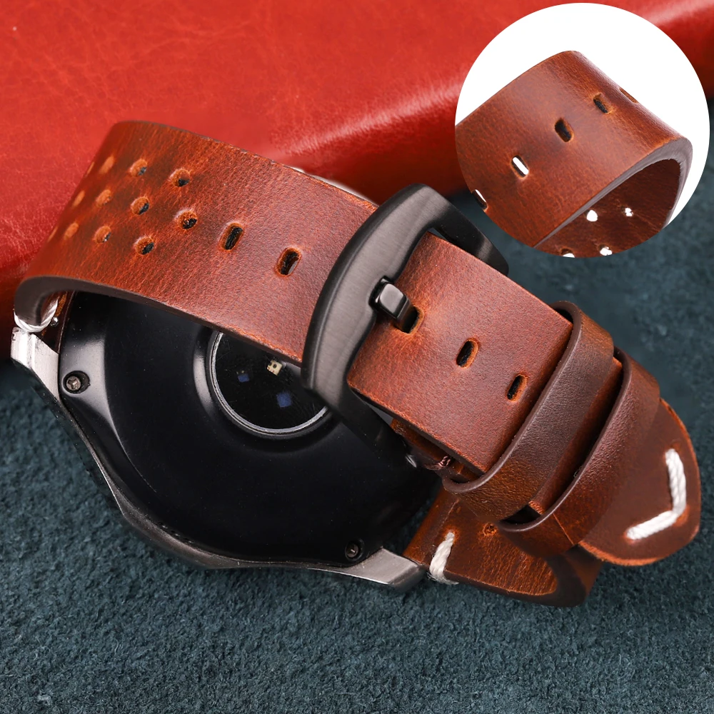 

Premium Genuine Leather Watch Strap Quick Release Oil Wax Cowhide Handmade Retro Watchband 18mm 20mm 22mm 24mm for Men Women
